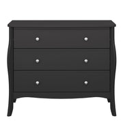 Baroque 3 Drawer Wide Chest Black