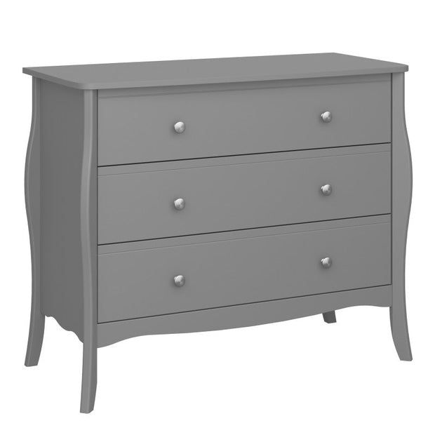 Baroque 3 Drawer Wide Chest Grey