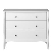 Baroque 3 Drawer Wide Chest White