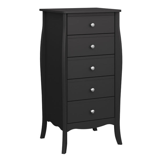 Baroque 5 Drawer Narrow Black