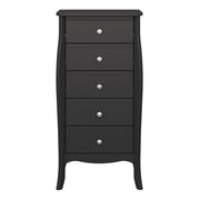 Baroque 5 Drawer Narrow Black