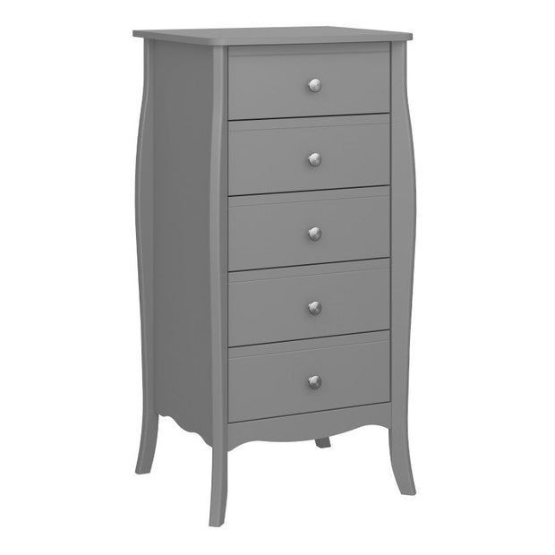 Baroque 5 Drawer Narrow Grey