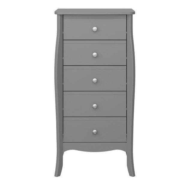 Baroque 5 Drawer Narrow Grey