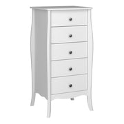 Baroque 5 Drawer Narrow White