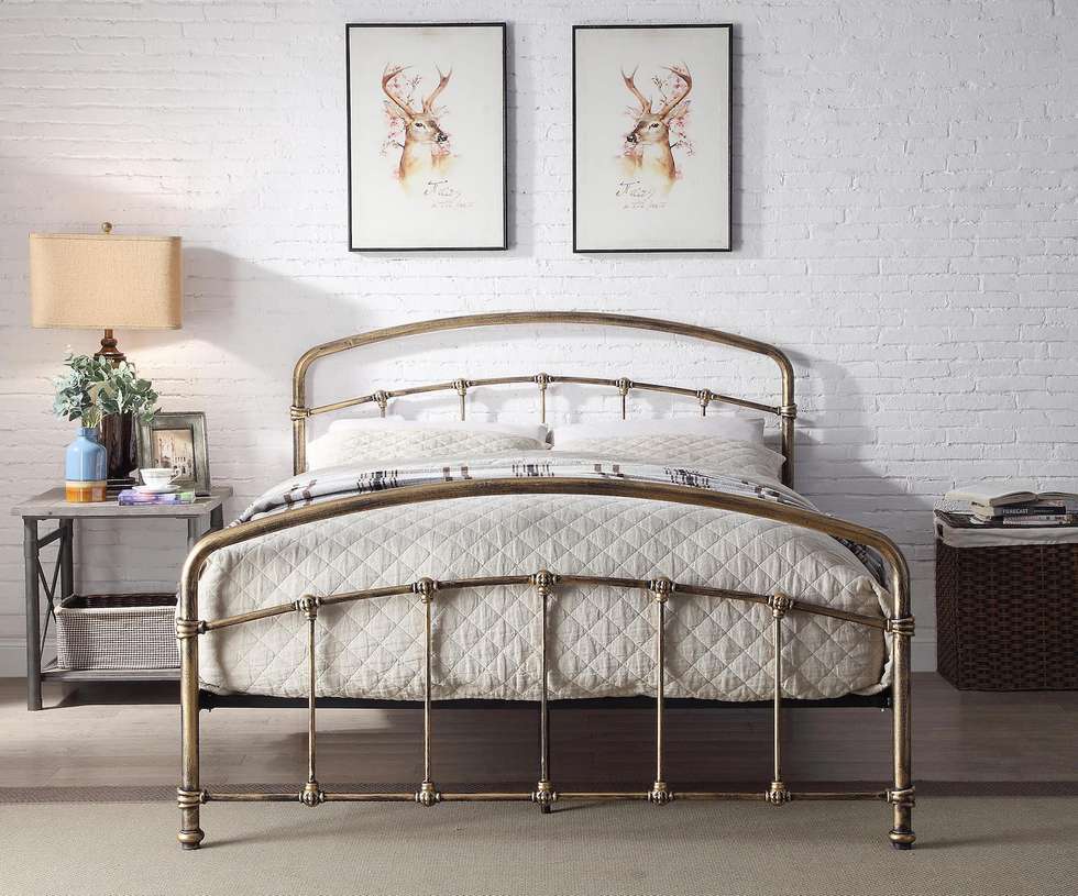Bronze metal bed frame discount
