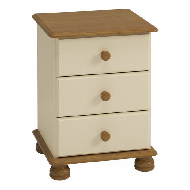 Richmond 3 Drawer Bedside Cream & Pine