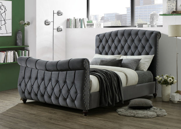 Lachelle Velvet Dark Grey Bed